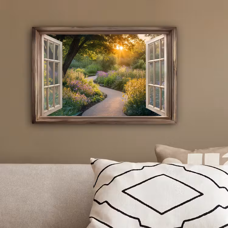 Doorkijk - Bloemen - Natuur - Zon - Pad canvas 2cm klein -sfeer3