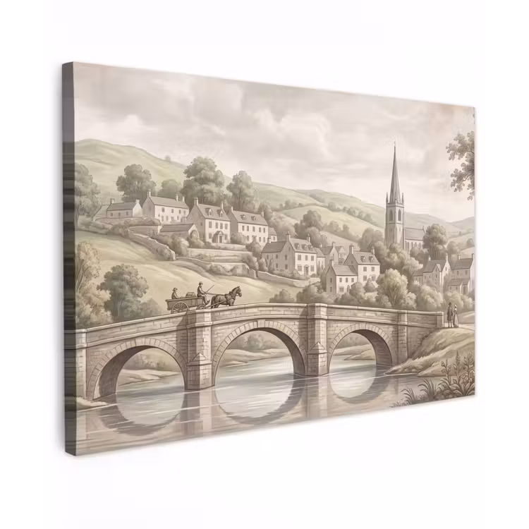 Dorp - Brug - Uitzicht - Groen canvas 2cm klein -z3d