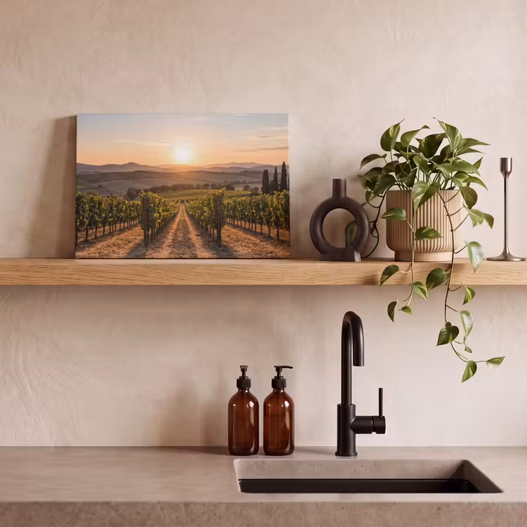 Wijngaard - Zonsondergang - Landschap canvas 2cm klein -sfeer3