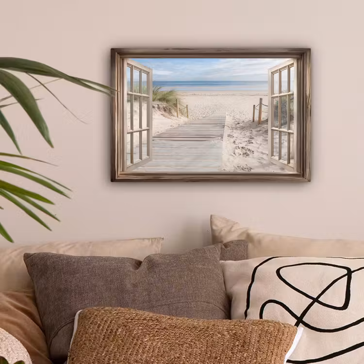 Doorkijk - Strand - Duinen - Pad - Landschap canvas 2cm klein -sfeer1