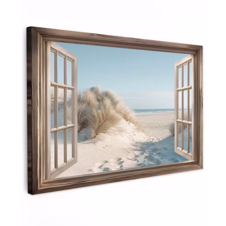 Doorkijk - Helmgras - Duinen - Zee - Landschap canvas 2cm klein -z3d