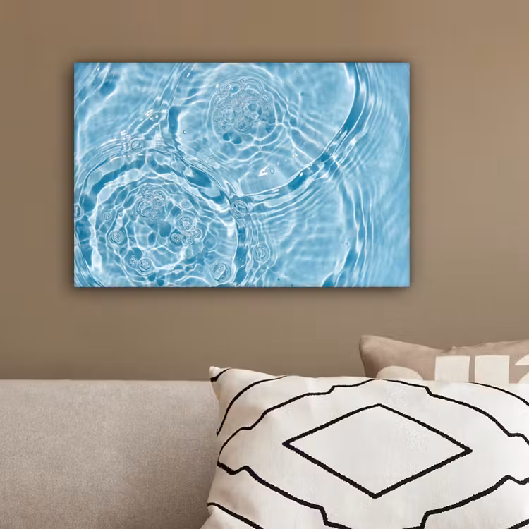 Water - Blauw - bubbels canvas 2cm klein -sfeer3