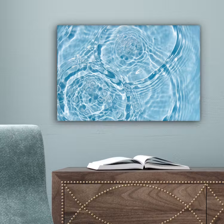 Water - Blauw - bubbels canvas 2cm klein -sfeer4