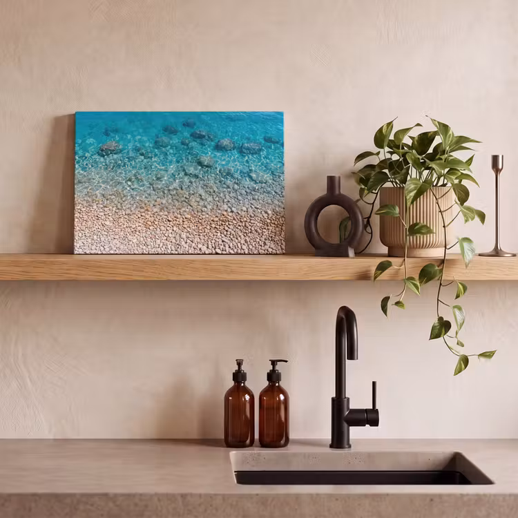 Water - Kiezels - Natuur - Levendig - Turkoois canvas 2cm klein -sfeer3