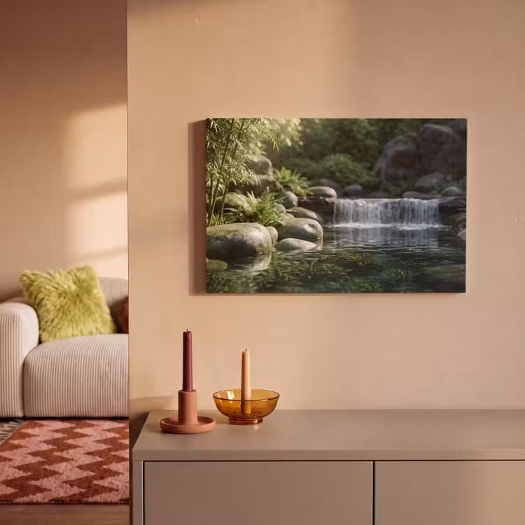 Beek - Waterval - Natuur - Groen canvas 2cm klein -sfeer1