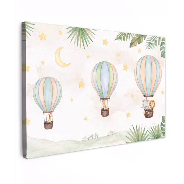 Aquarel - Luchtballonnen - Pastel canvas 2cm klein -z3d