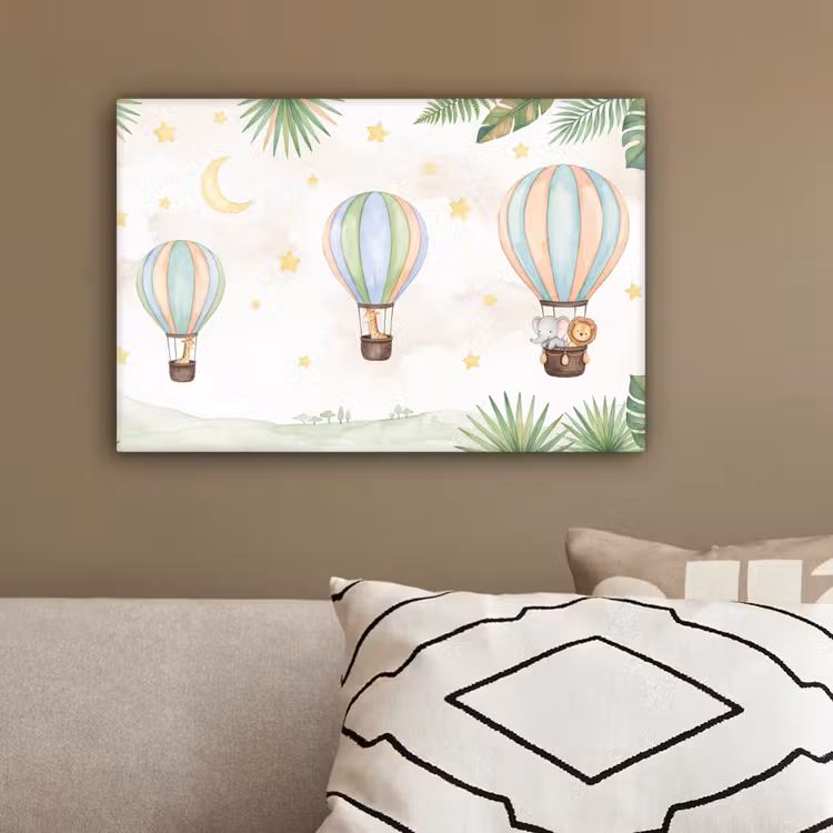 Aquarel - Luchtballonnen - Pastel canvas 2cm klein -sfeer3