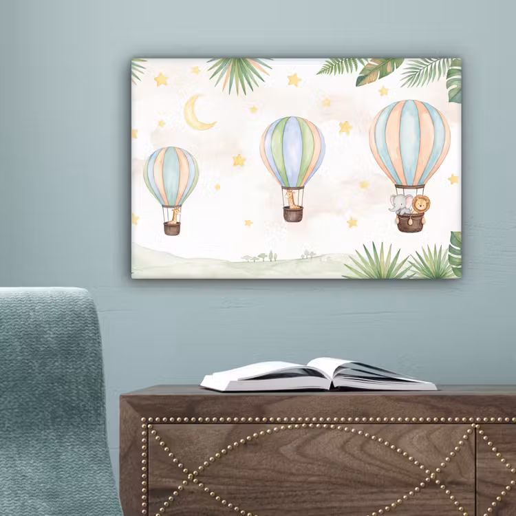 Aquarel - Luchtballonnen - Pastel canvas 2cm klein -sfeer4
