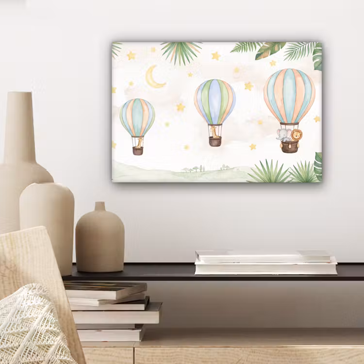 Aquarel - Luchtballonnen - Pastel canvas 2cm klein -sfeer6
