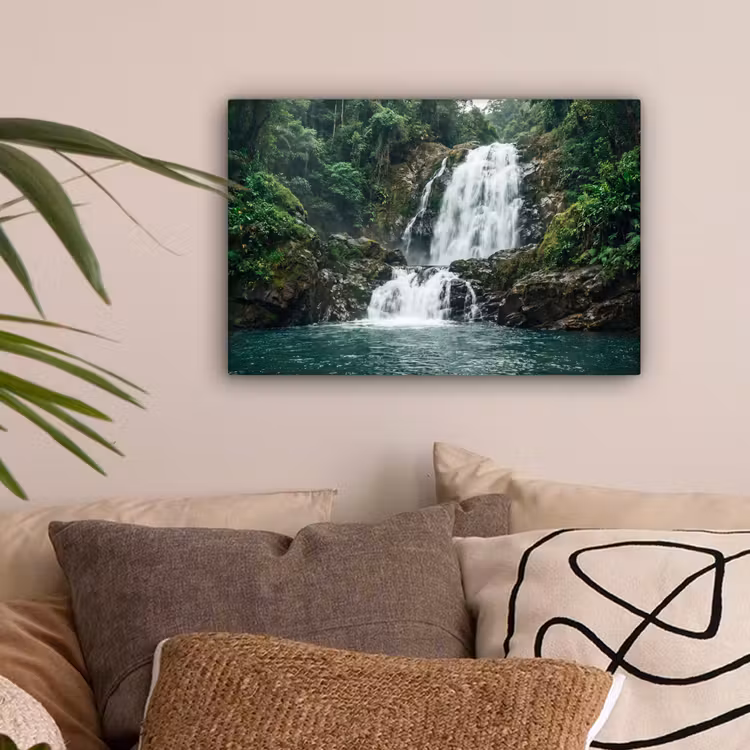 Waterval - Bos - Natuur - Groen canvas 2cm klein -sfeer1