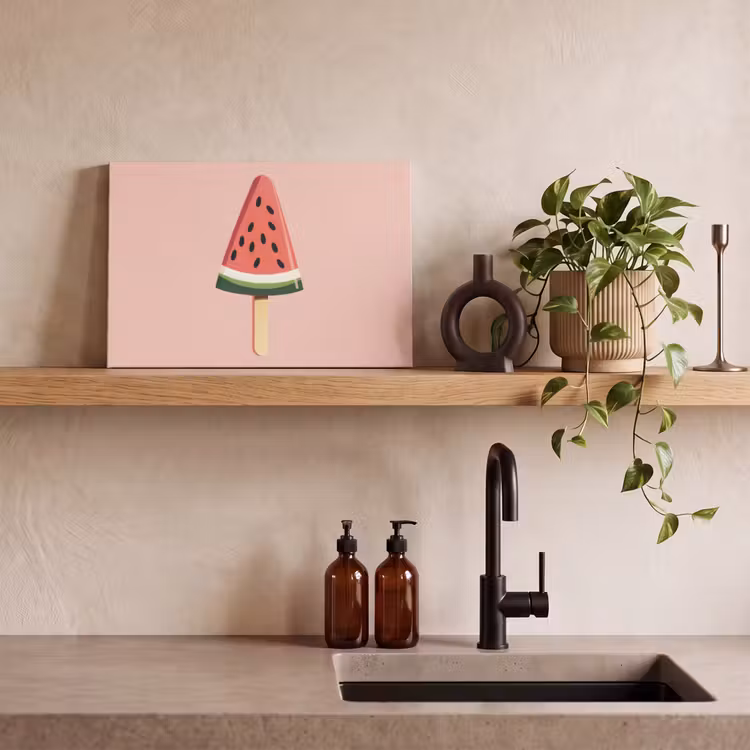 Watermeloen - Ijsje - Pitjes - Rood canvas 2cm klein -sfeer3