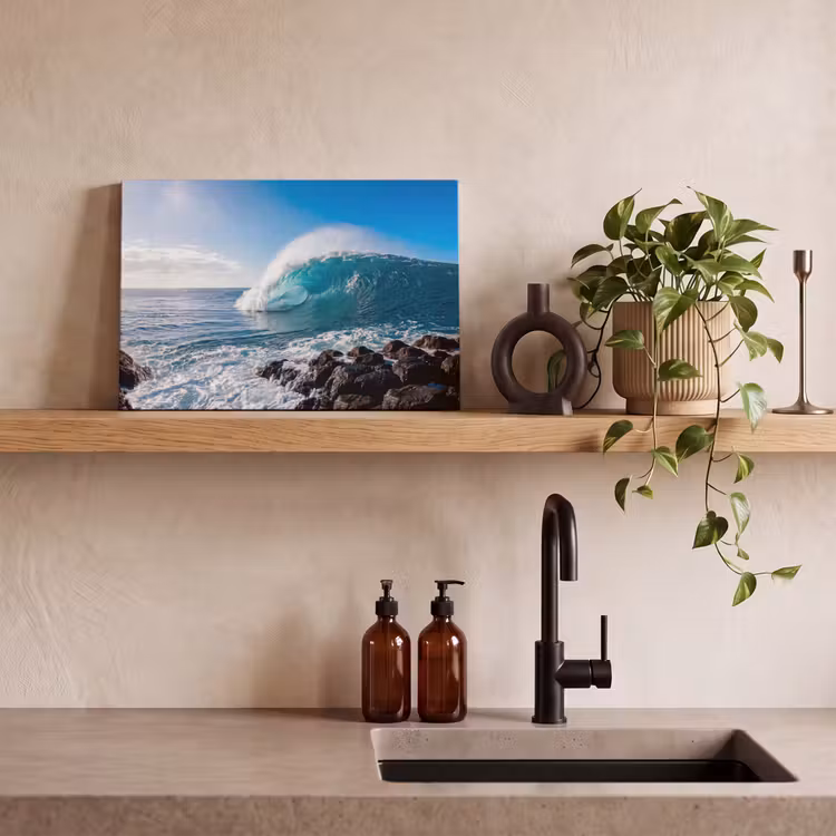 Golf - Oceaan - Brekend - Water - Blauw canvas 2cm klein -sfeer3