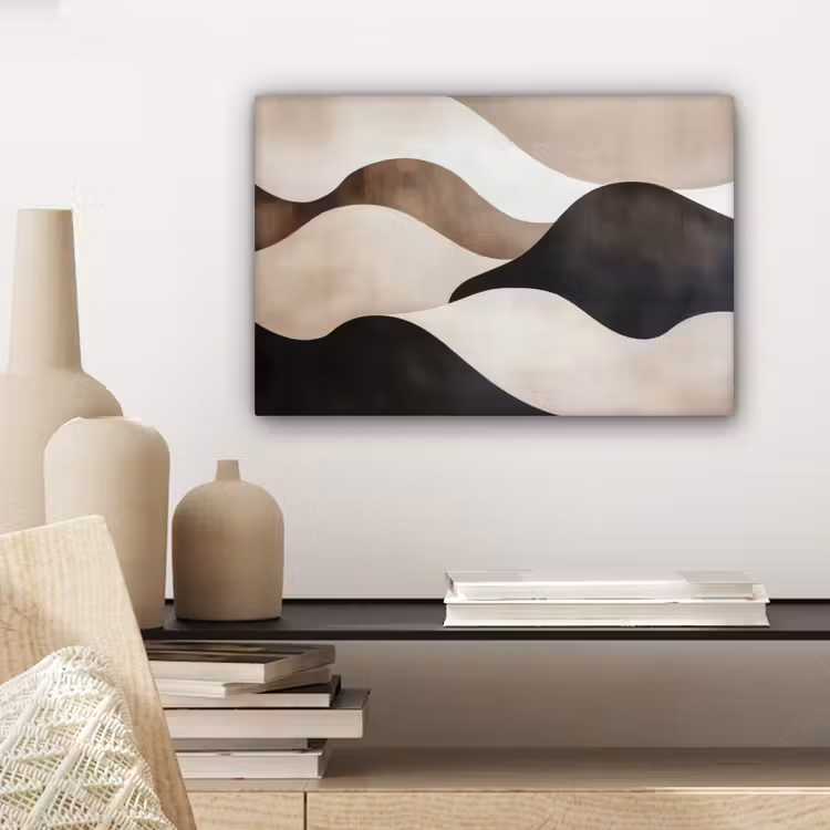 Golven - Abstract - Beige canvas 2cm klein -sfeer6