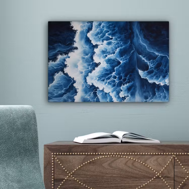 Golven - Blauw - Schuim canvas 2cm klein -sfeer4