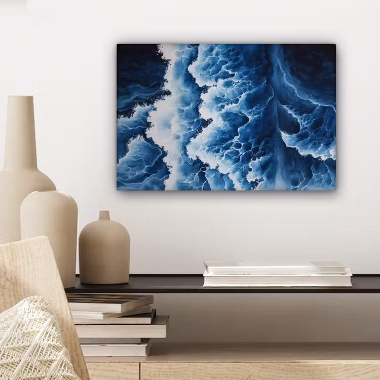 Golven - Blauw - Schuim canvas 2cm klein -sfeer6