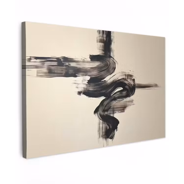 Golven - Penseelstreken - Beige - Minimalistisch canvas 2cm klein -z3d
