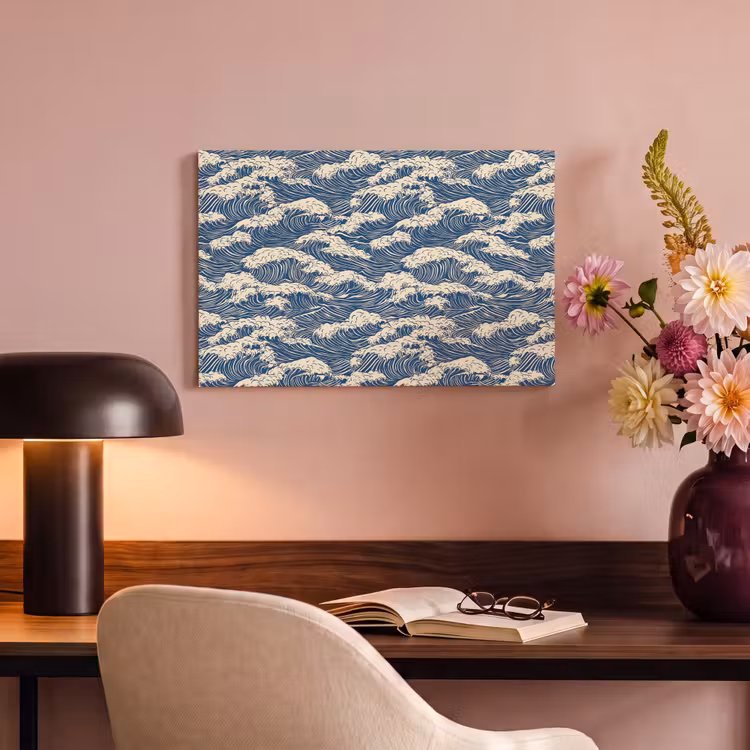 Golven - Klassiek - Blauw canvas 2cm klein 34 -sfeer4