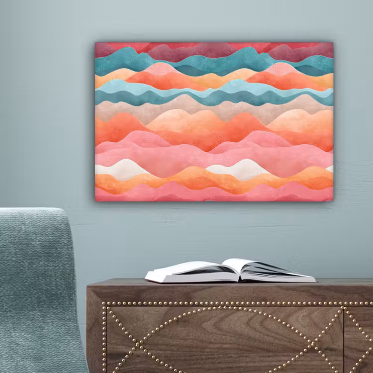 Golven - Kleurrijk - Abstract canvas 2cm klein -sfeer4