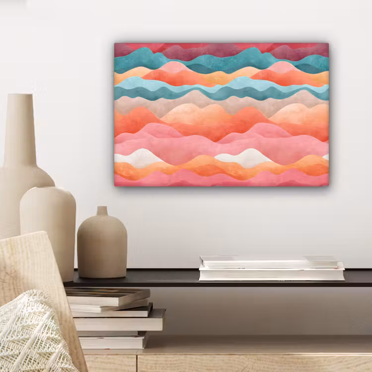 Golven - Kleurrijk - Abstract canvas 2cm klein -sfeer6