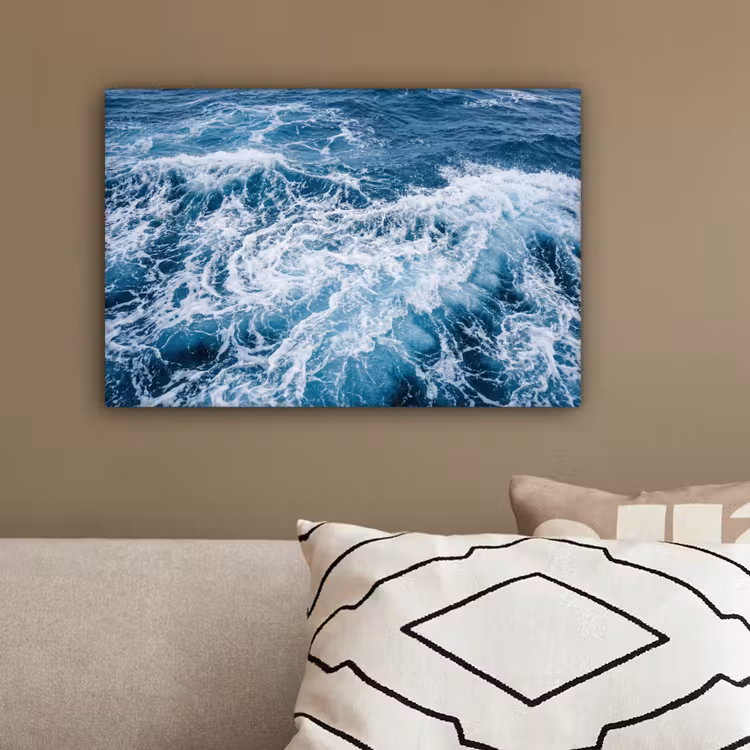 Golven - Oceaan - Blauw canvas 2cm klein -sfeer3