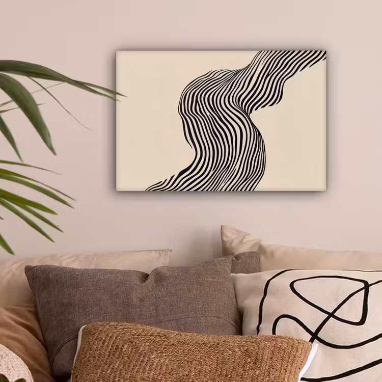 Golvend - Lijnen - Abstract - Silhouet canvas 2cm klein -sfeer1