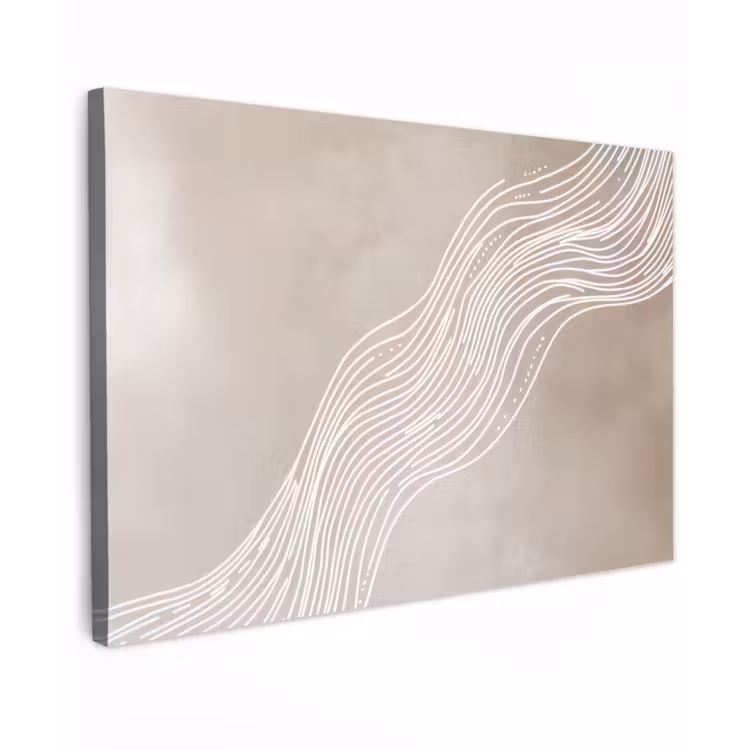 Golvende lijnen - Vloeiend - Zandkleurig canvas 2cm klein -z3d