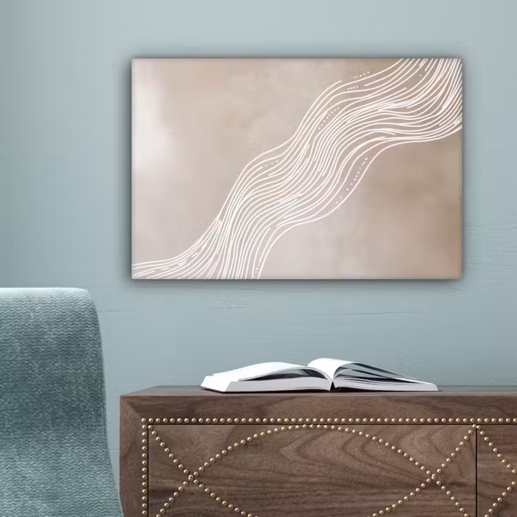 Golvende lijnen - Vloeiend - Zandkleurig canvas 2cm klein -sfeer4