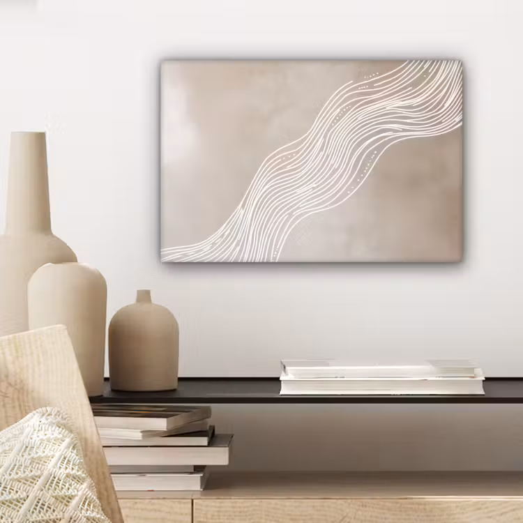 Golvende lijnen - Vloeiend - Zandkleurig canvas 2cm klein -sfeer6