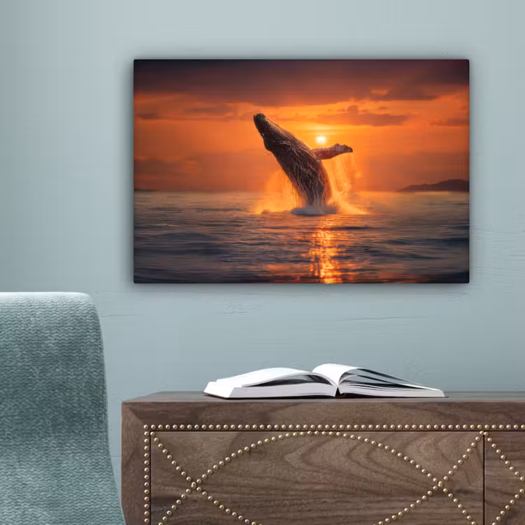 Walvis - Zon - Zee canvas 2cm klein -sfeer4