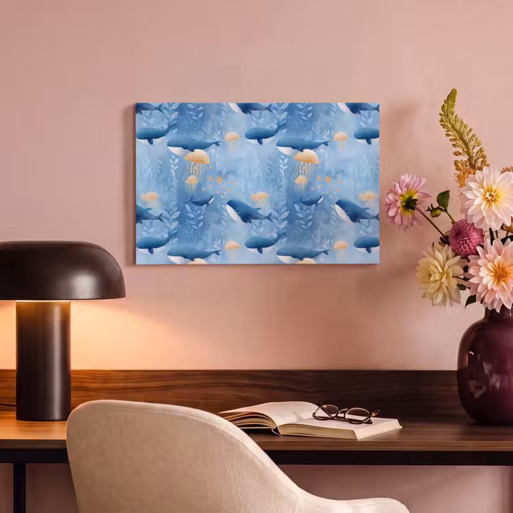 Walvissen - Oceaan - Blauw canvas 2cm klein 34 -sfeer4