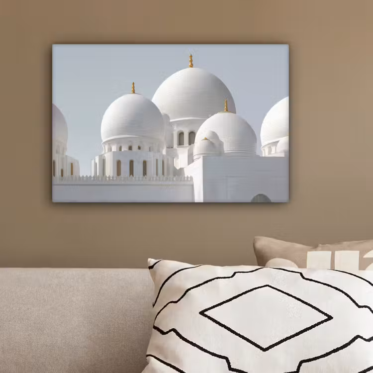 Witte koepels - Helderblauwe lucht - Gouden ornamenten canvas 2cm klein -sfeer3