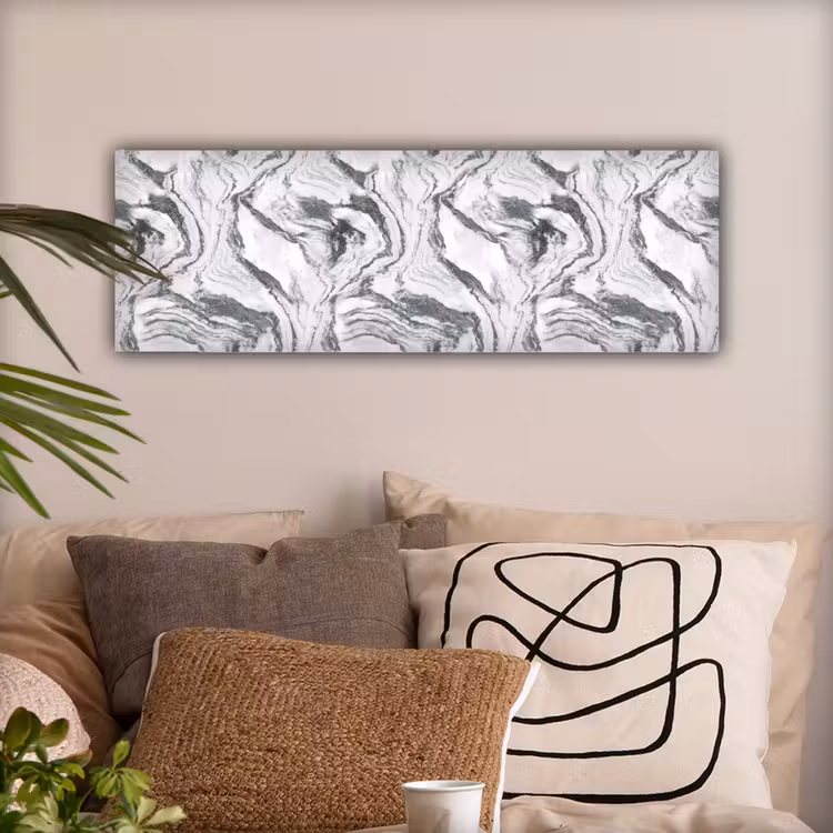 Wit - Marmer - Golvend - Grafiet canvas 2cm klein 828 -sfeer1