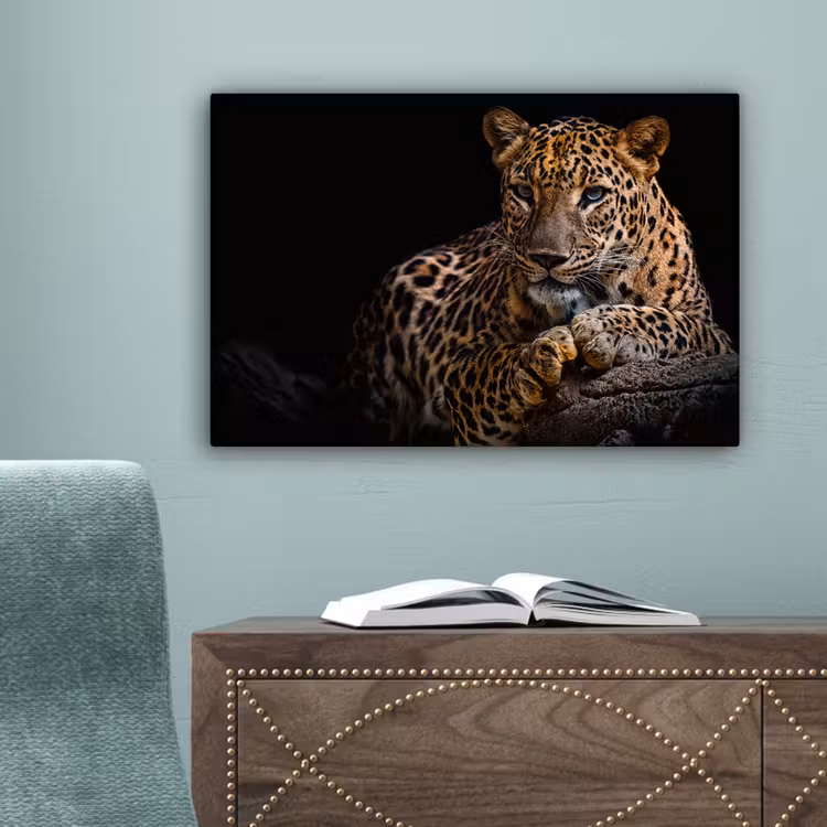 Wilde dieren - Panter - Portret - Zwart - Dieren canvas 2cm klein -sfeer4