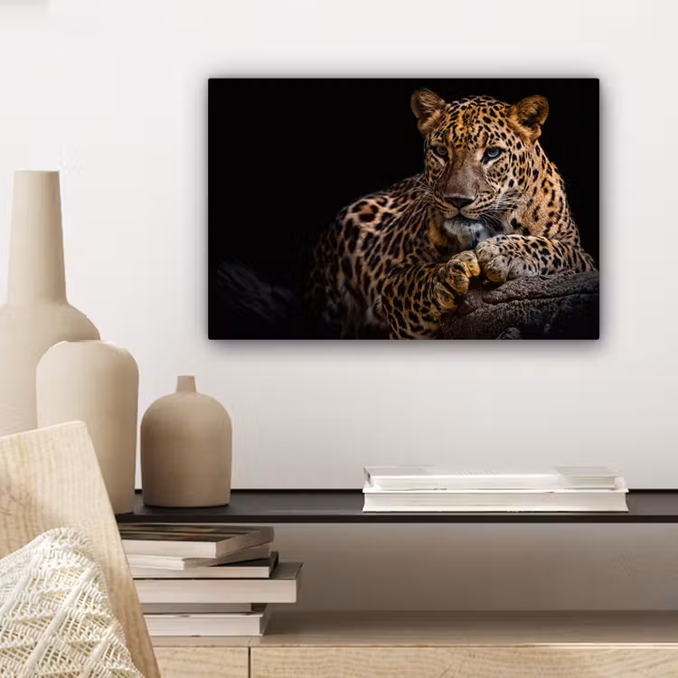 Wilde dieren - Panter - Portret - Zwart - Dieren canvas 2cm klein -sfeer6