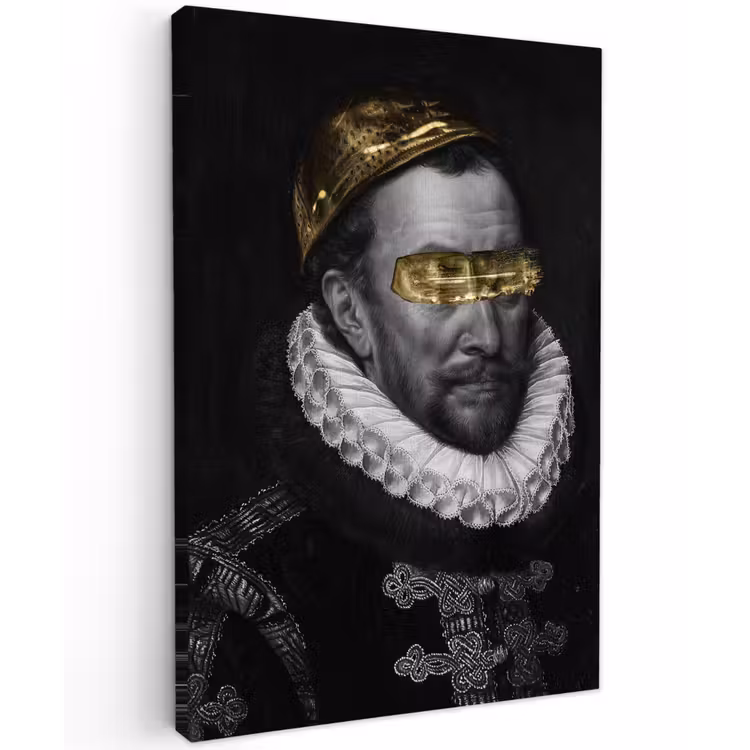 Willem van Oranje - Adriaen Thomasz - Zwart - Wit canvas 2cm klein -z3d