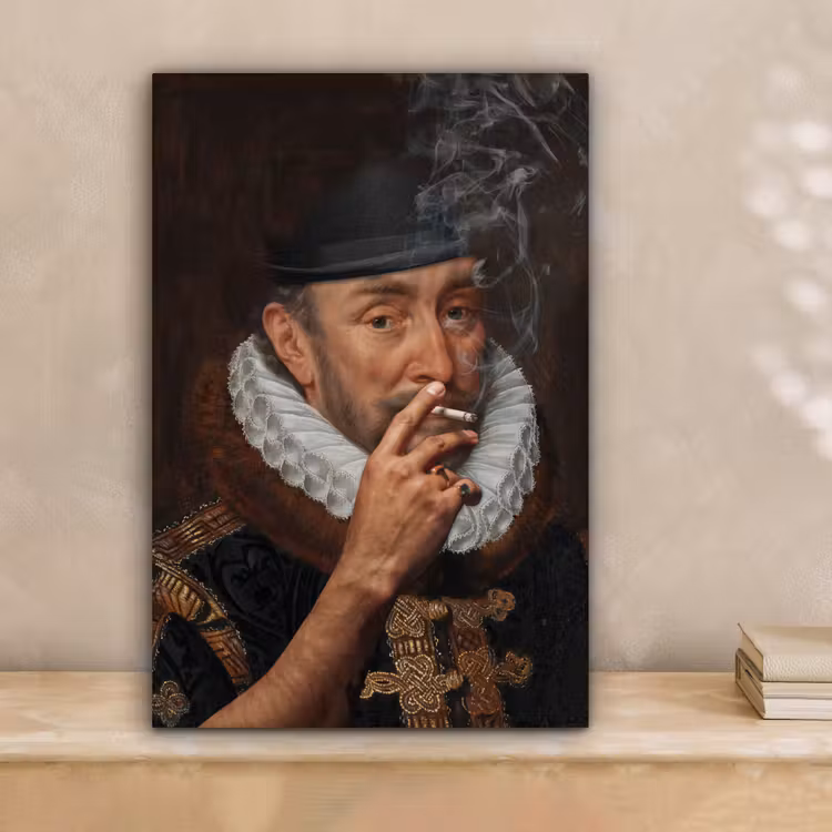 Willem van Oranje - Adriaen Thomasz - Sigaretten - Rook canvas 2cm klein -sfeer1