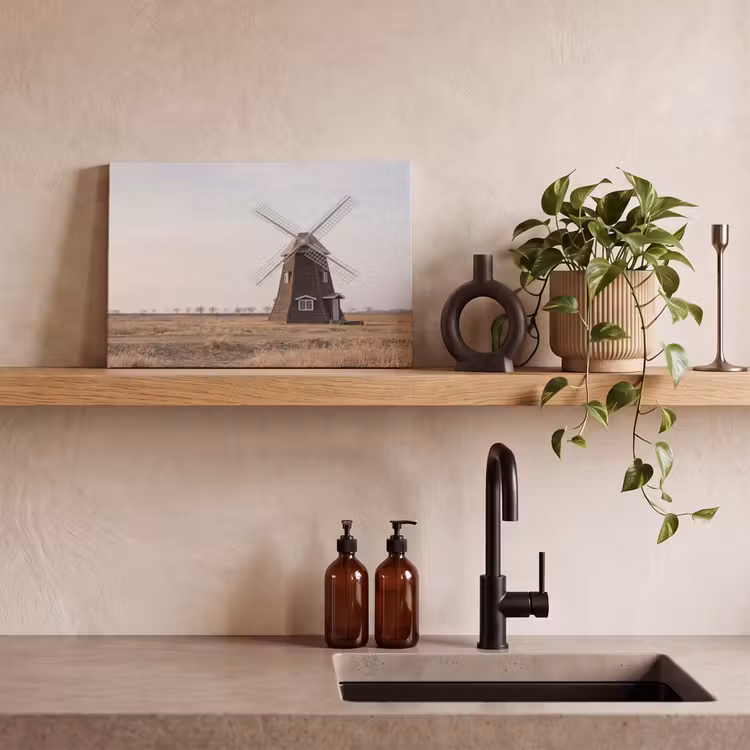 Windmolens - Landschap - Veld canvas 2cm klein -sfeer3