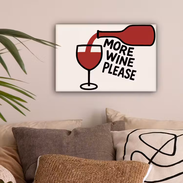 Wijnfles - Quote - Rood - Glas canvas 2cm klein -sfeer1