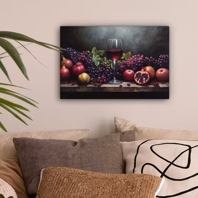 Wijn - Fruit - Stilleven canvas 2cm klein -sfeer1
