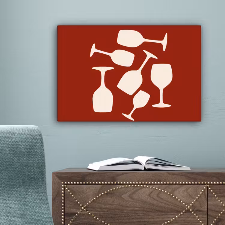 Wijnglazen - Silhouetten - Wit canvas 2cm klein -sfeer4
