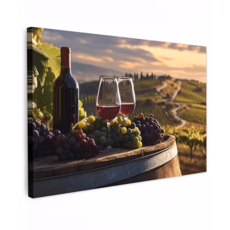 Wijn - Druiven - Heuvels - Landschap canvas 2cm klein -z3d