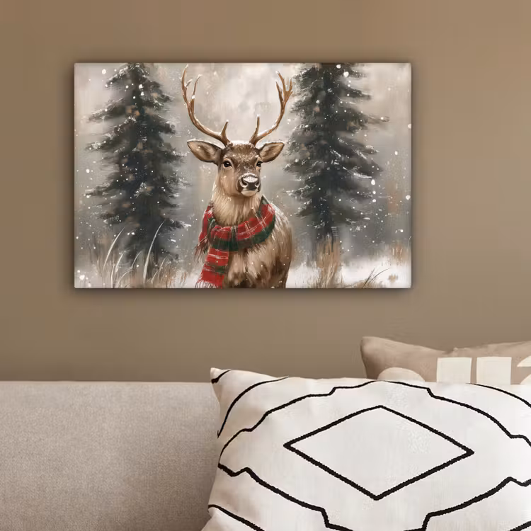 Winter - Bos - Rendier - Donker canvas 2cm klein -sfeer3