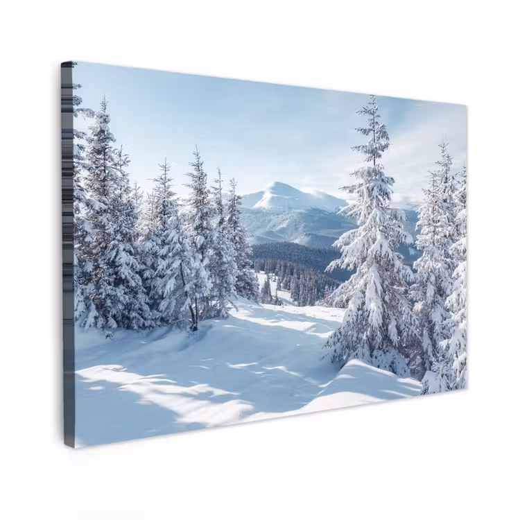 Winterlandschap - Natuur - Berg - Bomen - Sneeuw canvas 2cm klein -z3d