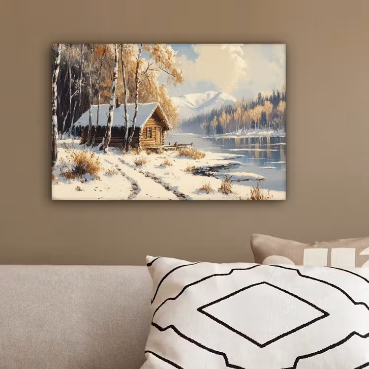Winter - Sneeuw - Huis - Natuur canvas 2cm klein -sfeer3