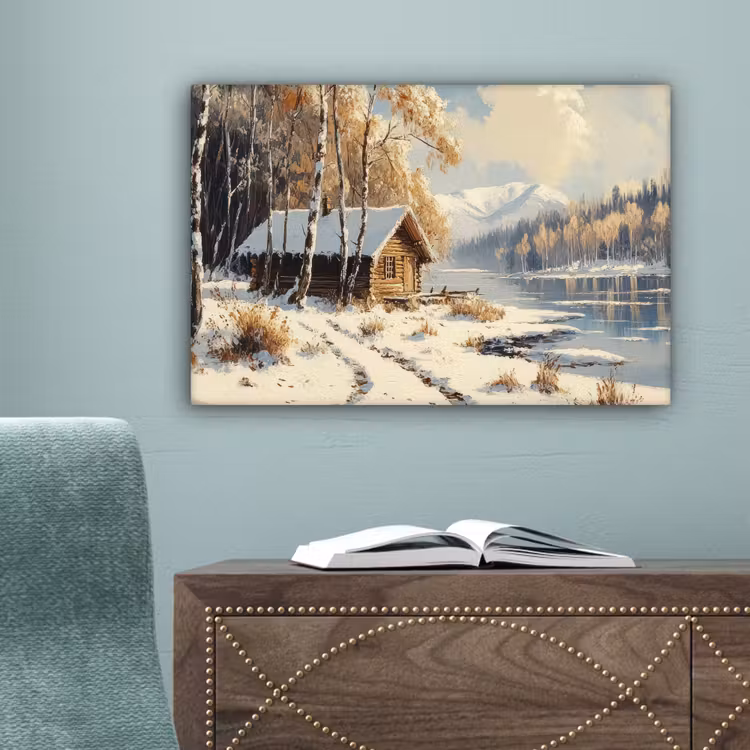 Winter - Sneeuw - Huis - Natuur canvas 2cm klein -sfeer4