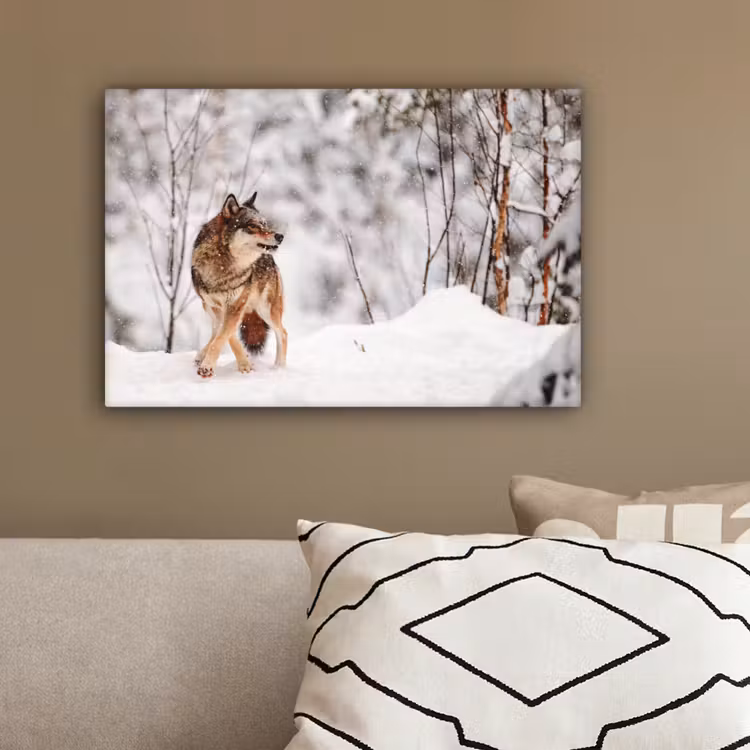 Wolf - Winter - Sneeuw - Natuur - Dieren canvas 2cm klein -sfeer3