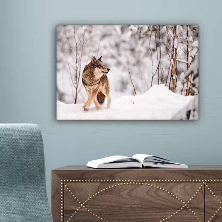 Wolf - Winter - Sneeuw - Natuur - Dieren canvas 2cm klein -sfeer4