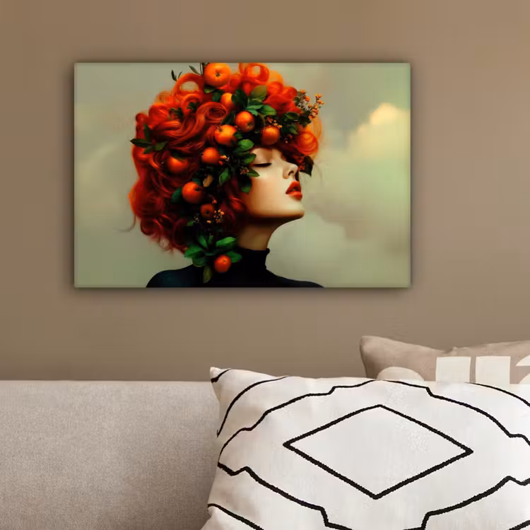 Vrouw - Appels - Rood - Bladeren canvas 2cm klein -sfeer3