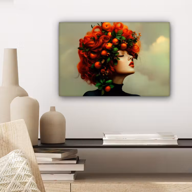 Vrouw - Appels - Rood - Bladeren canvas 2cm klein -sfeer6