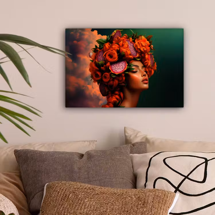 Vrouw - Drankenfruit - Rozen canvas 2cm klein -sfeer1